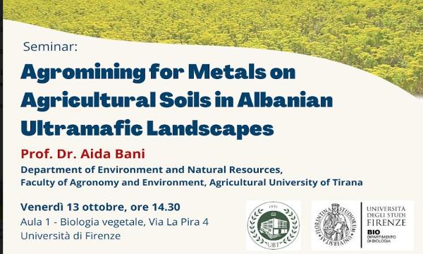 14:30 in Aula 1 di Biologia vegetale- seminario/lezione della collega Prof.ssa Aida Bani dell'Università di Tirana, 