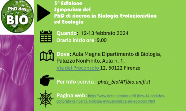 3°Edizione Symposium del PhD di ricerca in Biologia Evoluzionistica ed Ecologia