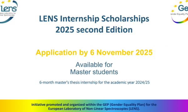 E' aperto il bando per le Borse di Studio per Tirocinio LENS - SECONDA Edizione 2025!